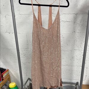 MLV Cream Rhinestone Sparkle Dress - Size Large